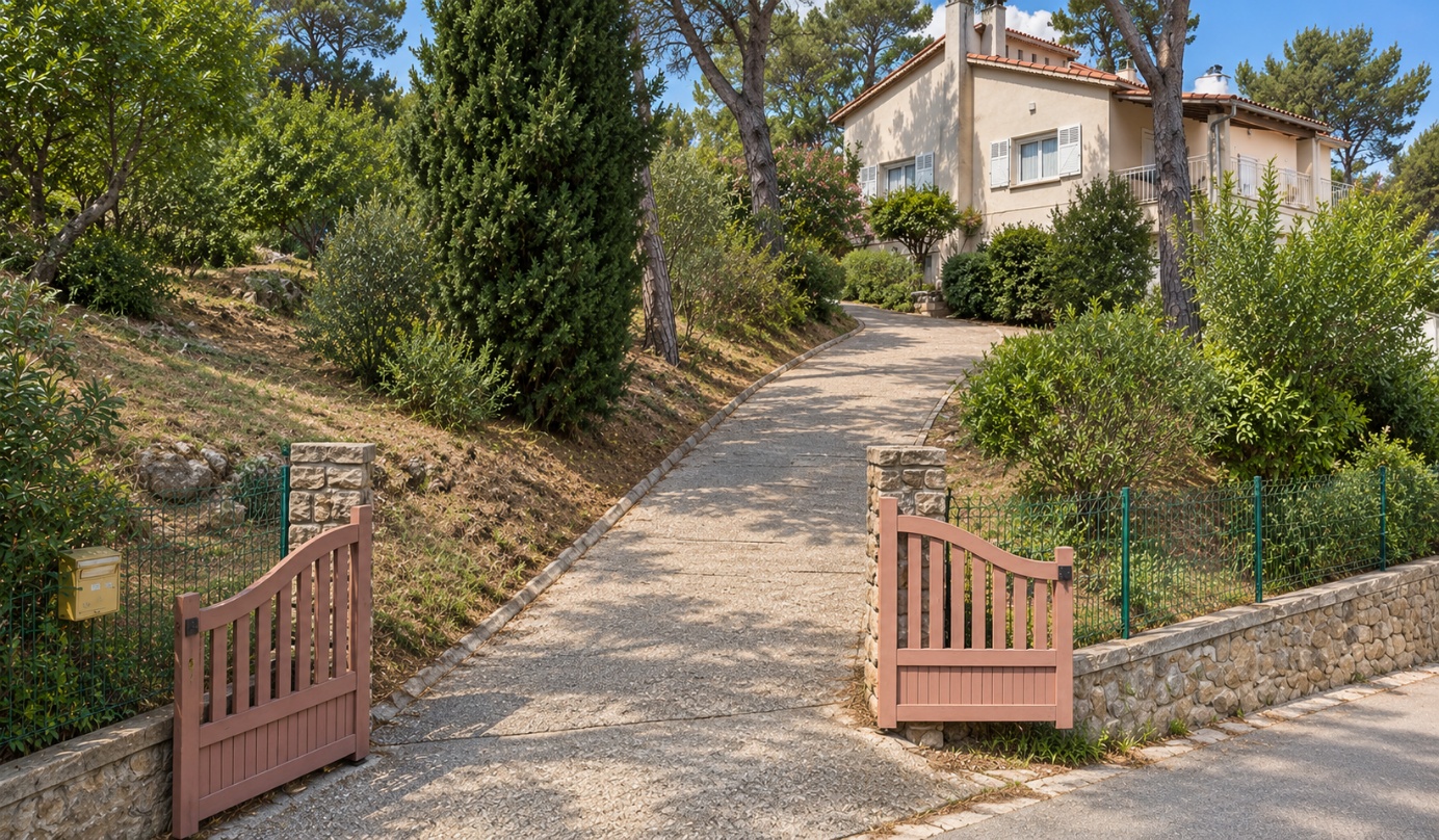 Chemin d’accès et portail de la villa du lot 252